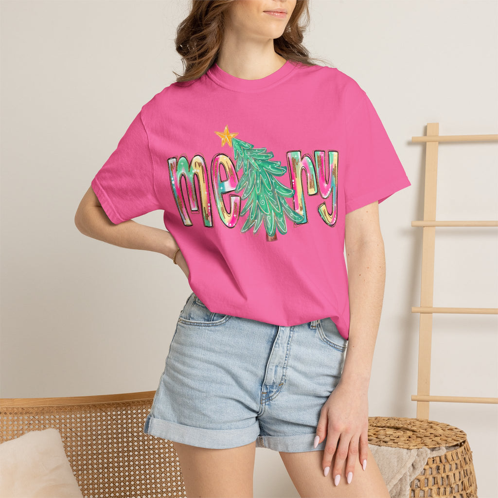 Merry Christmas Tree Graphic T-Shirt