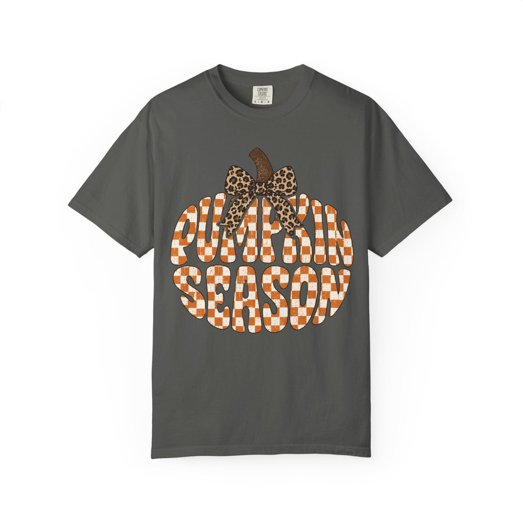 Pumpkin Season T-Shirt — Fall Graphic Tee with Leopard Bow