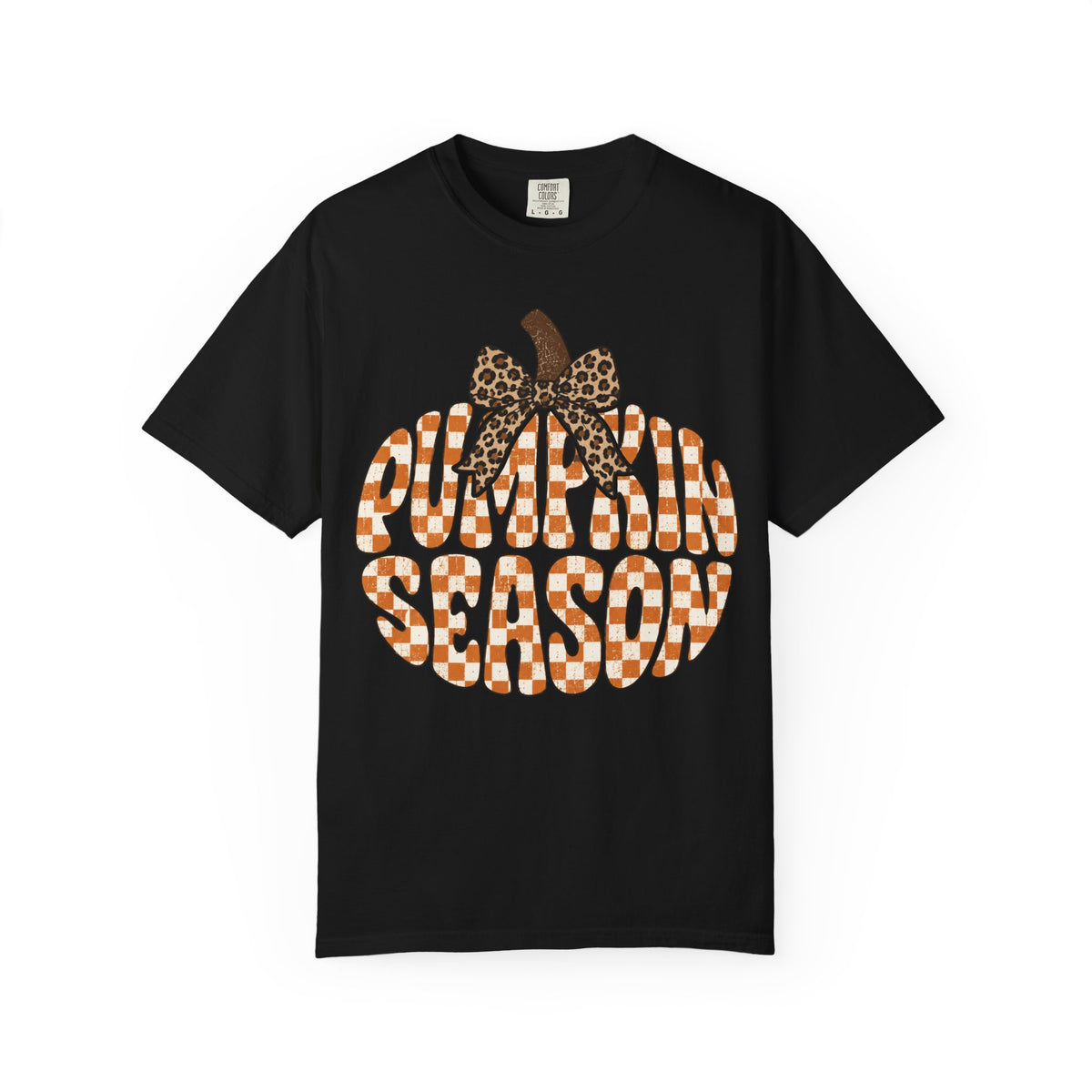 Pumpkin Season T-Shirt — Fall Graphic Tee with Leopard Bow