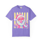 Santa Peace Tee — Retro Pastel Santa with Heart Sunglasses & Bubblegum