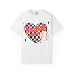Baseball Mom T-Shirt — Checker Heart Design with Baseball