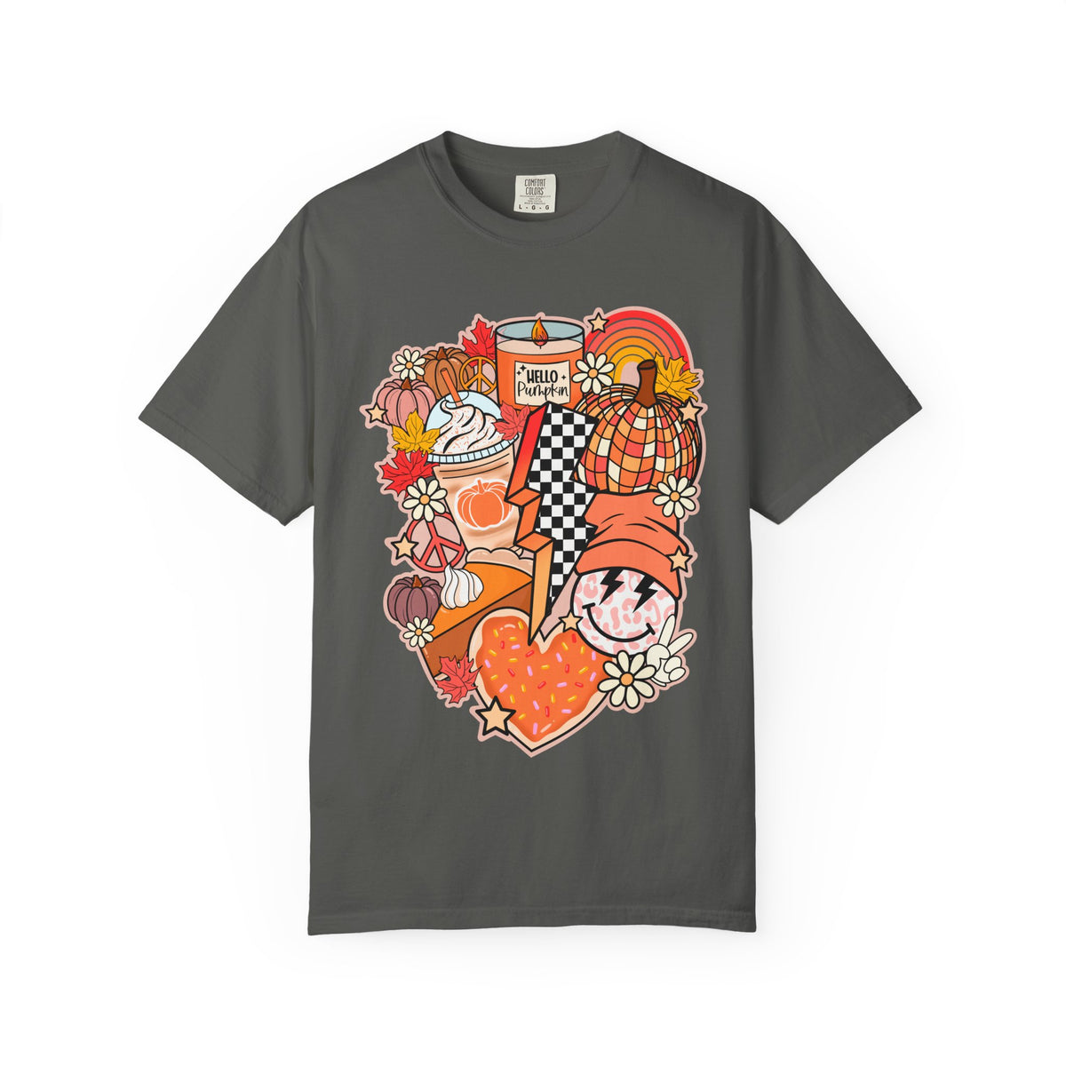 Autumn Cozy Collage T-Shirt — Fall Pumpkin Spice Graphic Tee