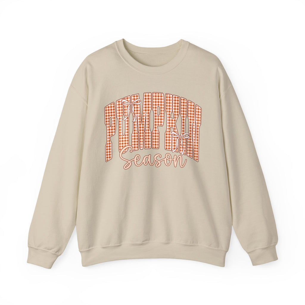 Pumpkin Season Crewneck Sweatshirt — Autumn Plaid Graphic