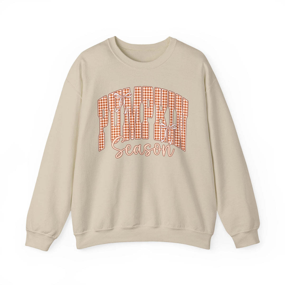 Pumpkin Season Crewneck Sweatshirt — Autumn Plaid Graphic