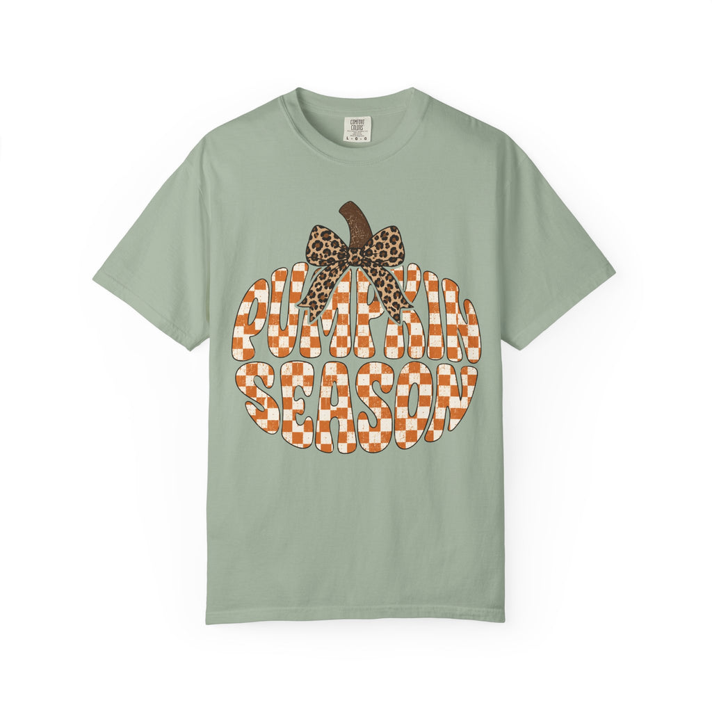Pumpkin Season T-Shirt — Fall Graphic Tee with Leopard Bow