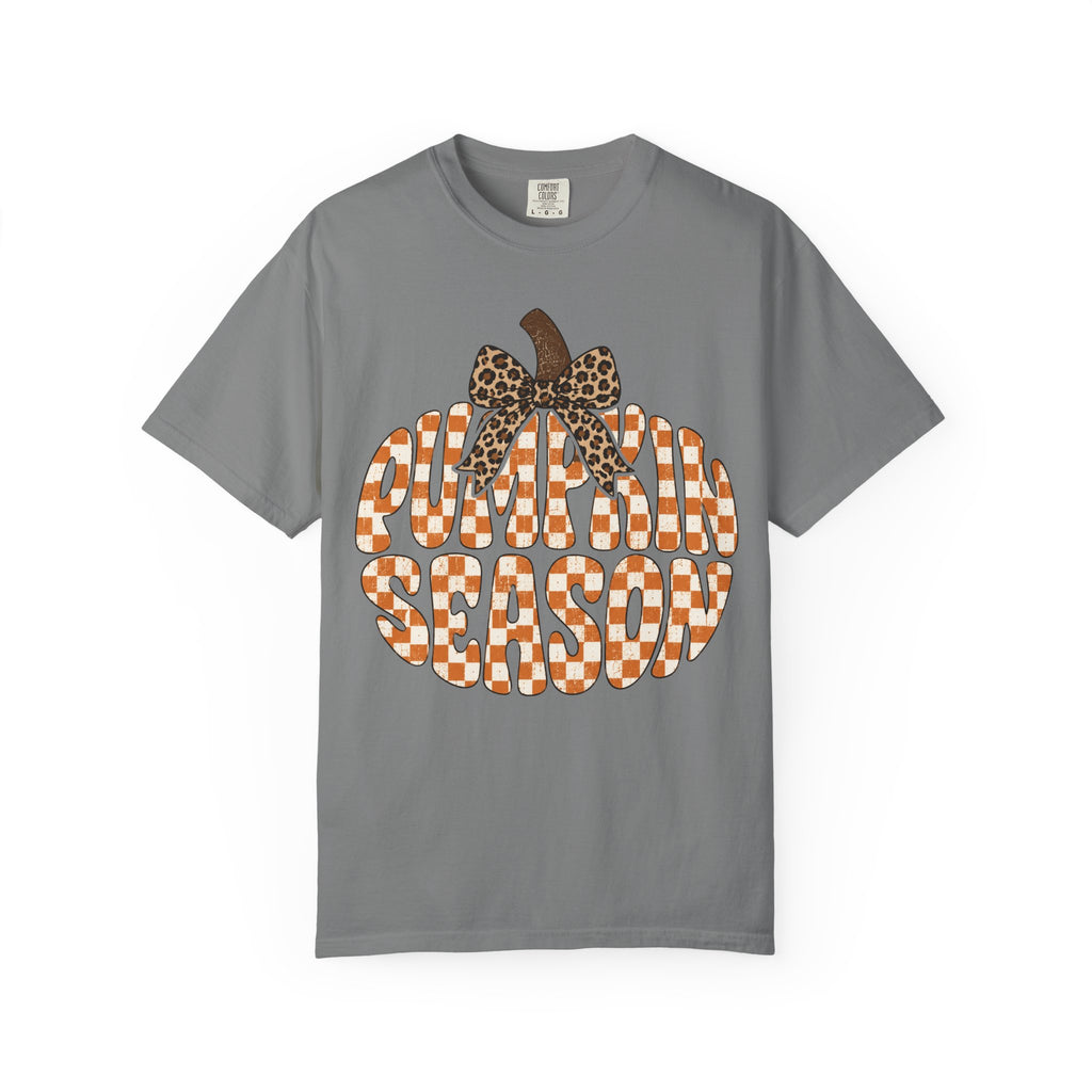 Pumpkin Season T-Shirt — Fall Graphic Tee with Leopard Bow