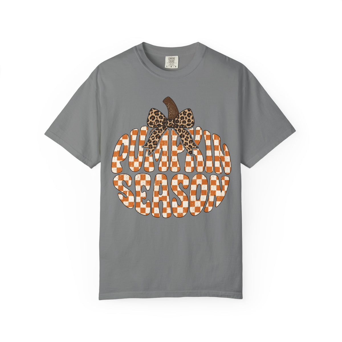 Pumpkin Season T-Shirt — Fall Graphic Tee with Leopard Bow