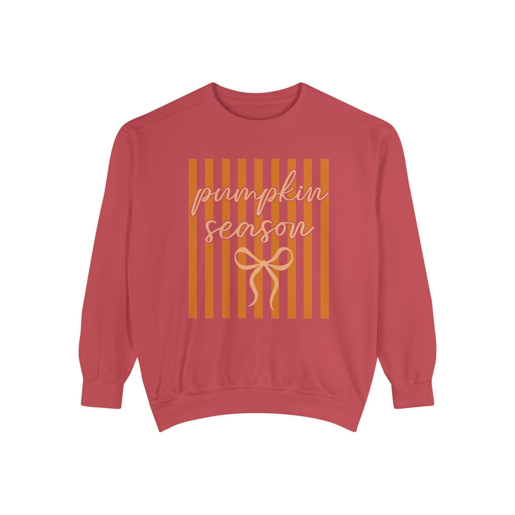 Pumpkin Season Sweatshirt — Striped Autumn Graphic Pullover