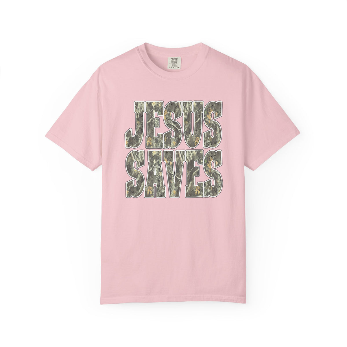 Jesus Saves T-Shirt — Camouflage Faith Graphic Tee