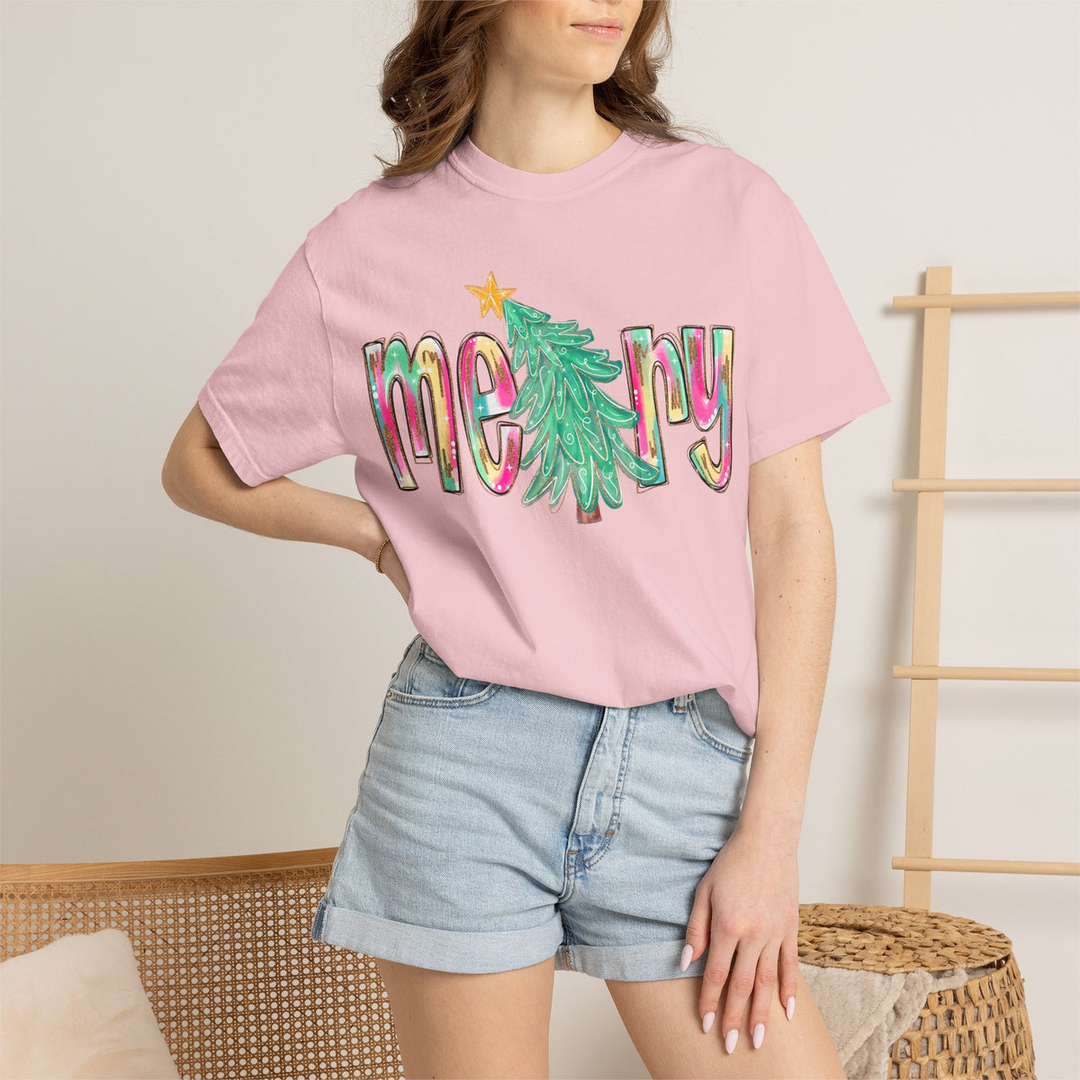 Merry Christmas Tree Graphic T-Shirt