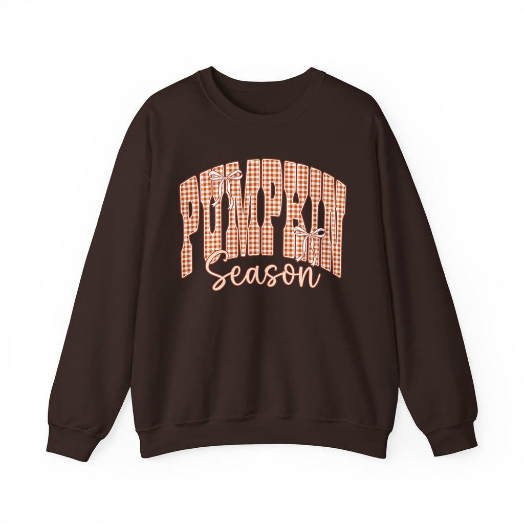 Pumpkin Season Crewneck Sweatshirt — Autumn Plaid Graphic