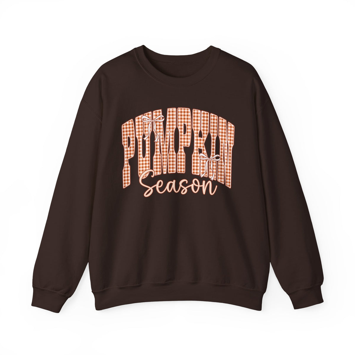 Pumpkin Season Crewneck Sweatshirt — Autumn Plaid Graphic