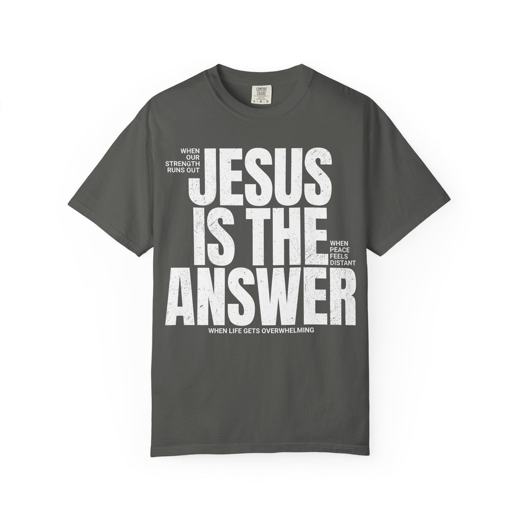 Jesus Is The Answer Distressed T-Shirt — Faith-Based Christian Tee