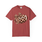 Plaid Bow Football T-Shirt — Womens Game Day & Tailgate Tee