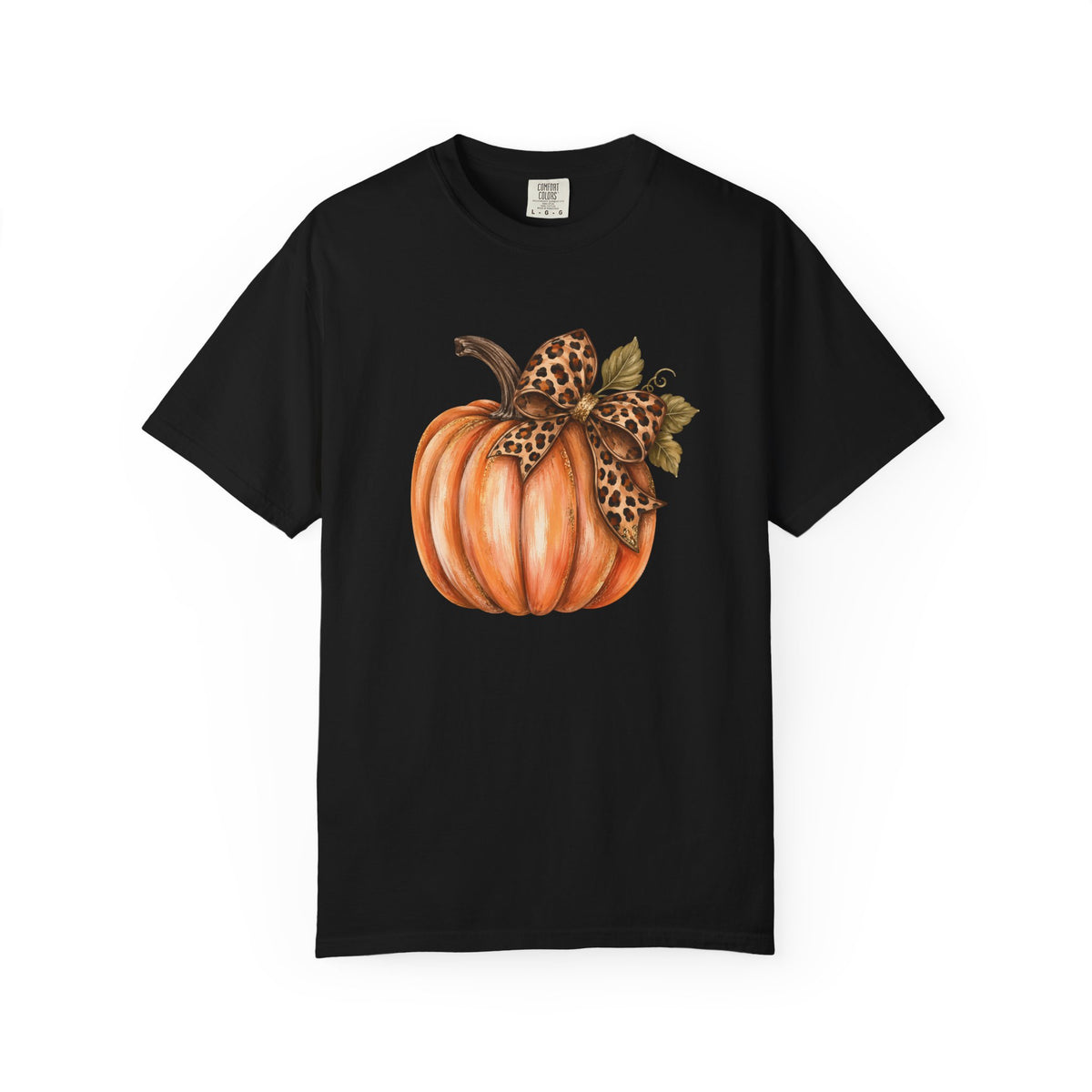 Pumpkin with Leopard Bow Fall T-Shirt