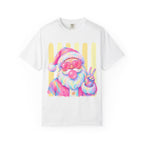 Santa Peace Tee — Retro Pastel Santa with Heart Sunglasses & Bubblegum