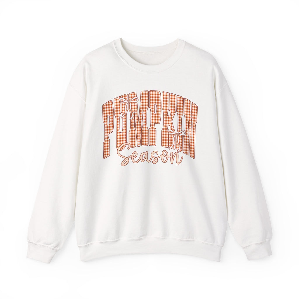 Pumpkin Season Crewneck Sweatshirt — Autumn Plaid Graphic