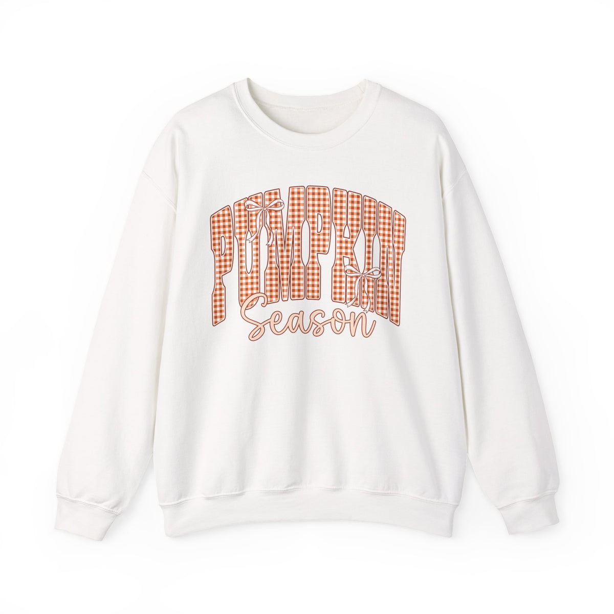 Pumpkin Season Crewneck Sweatshirt — Autumn Plaid Graphic