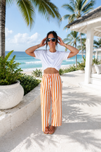 Striped Wide - Leg Casual Pants