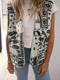 Sherpa Paisley Print Pocketed Western Fashion Vest Jacket